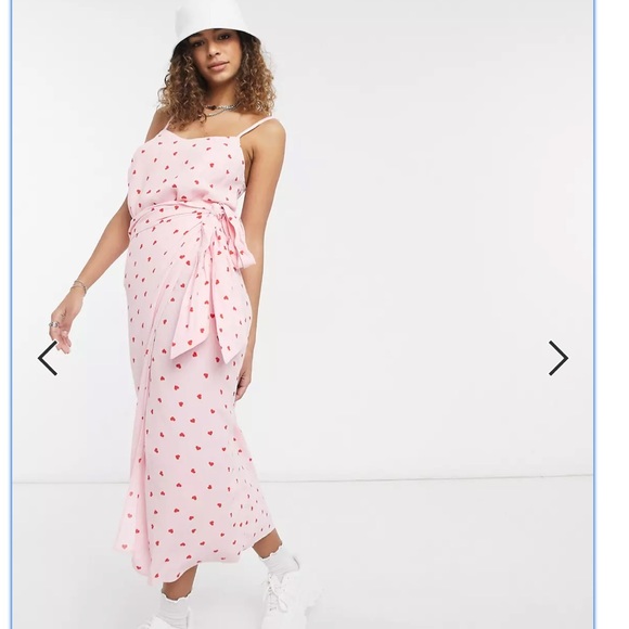 ASOS Style Cheat Satin Cami Top in Pink and Red Heart Print - Picture 3 of 4